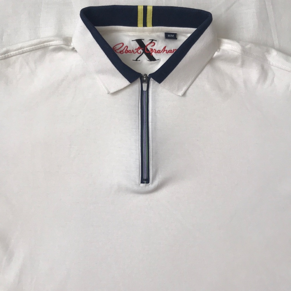 Robert Graham Quarter Zip Polo Shirt in White